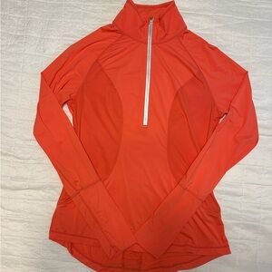 Zella Women's Neon Coral Long Sleeve Quarter Zip